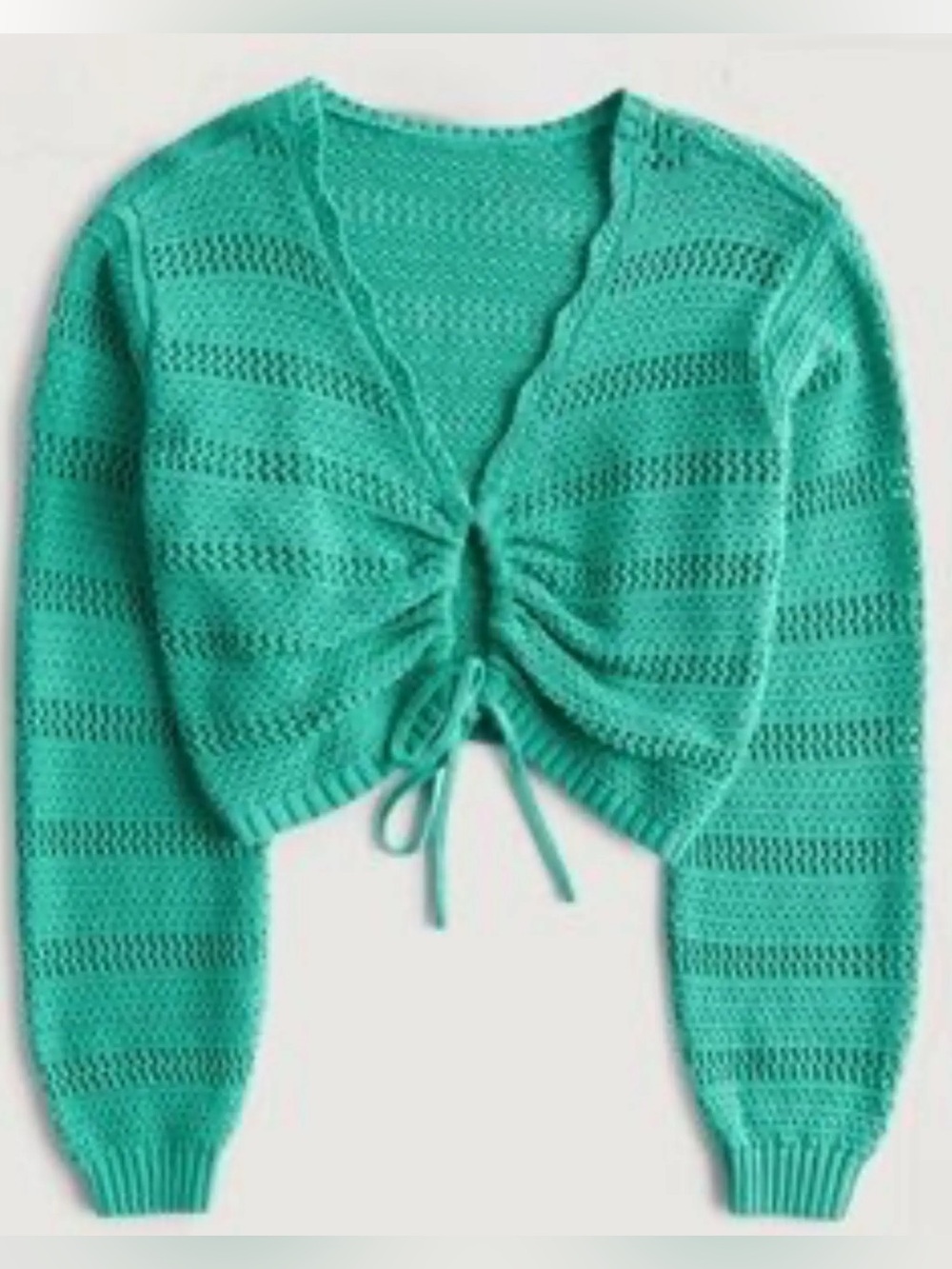 Cropped crochet sweater beach cover up in Teal sz small